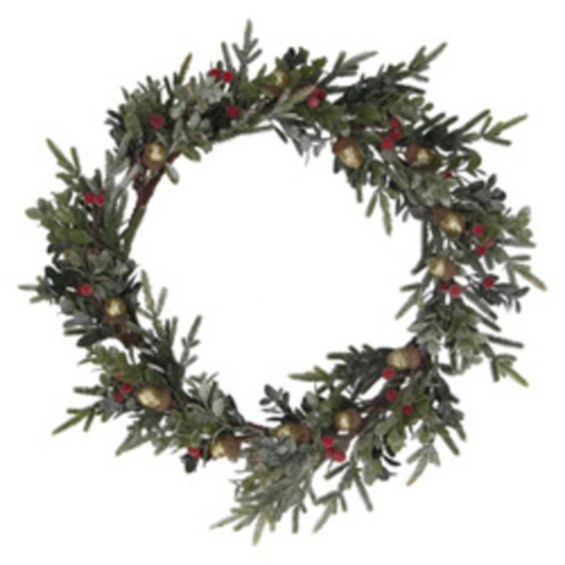 Red Green and Gold Frosted Christmas Door Wreath Gisela Graham
